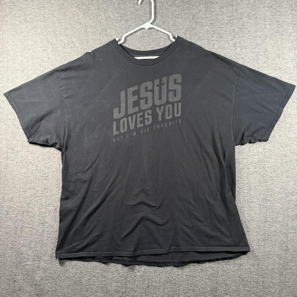 Jesus Loves You GOD Shirt Mens 3XL Black Christian Graphic Tee Religious Humor